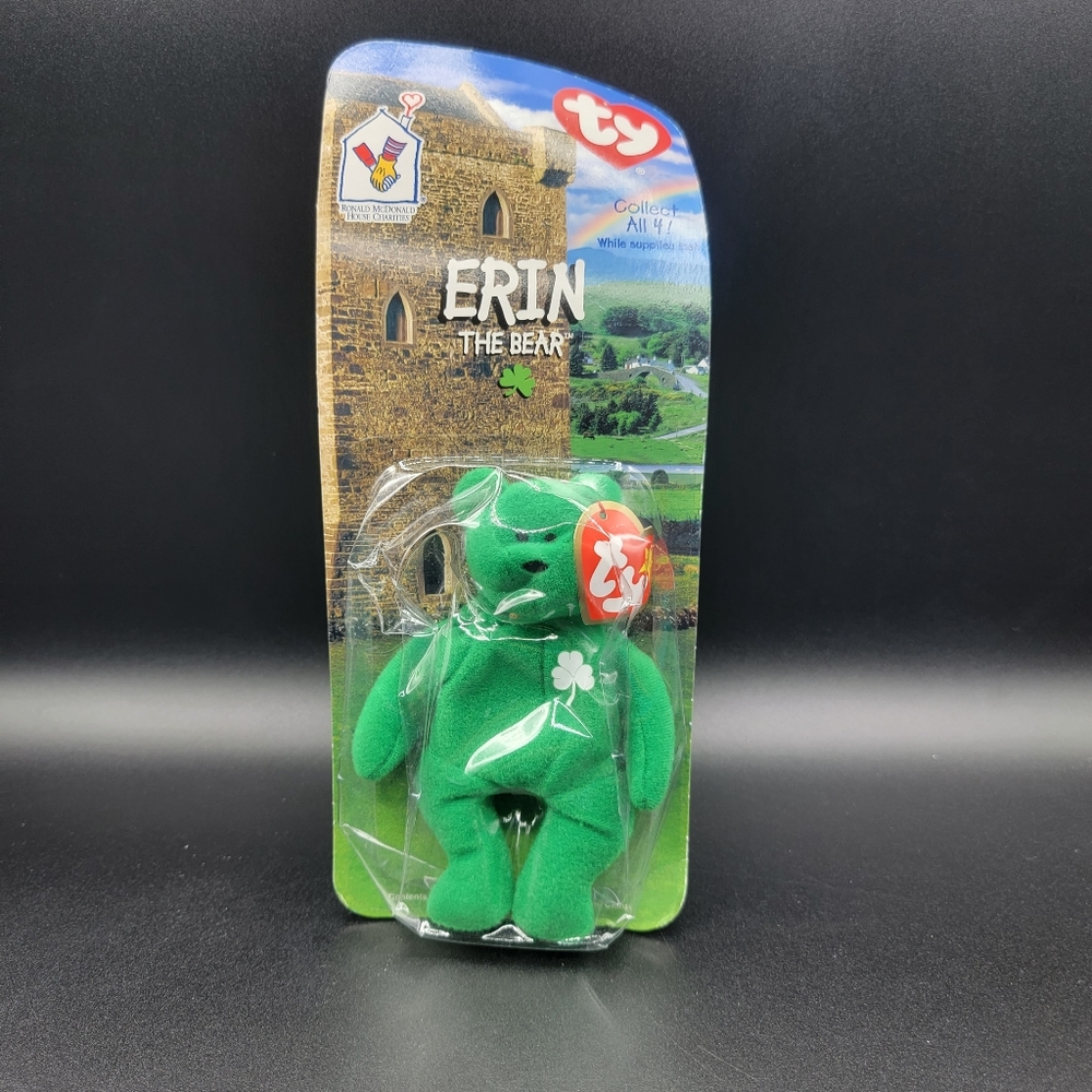 Ty Beanie Baby Erin the Bear 1999 McDonalds Green White Vintage Rare Collectors